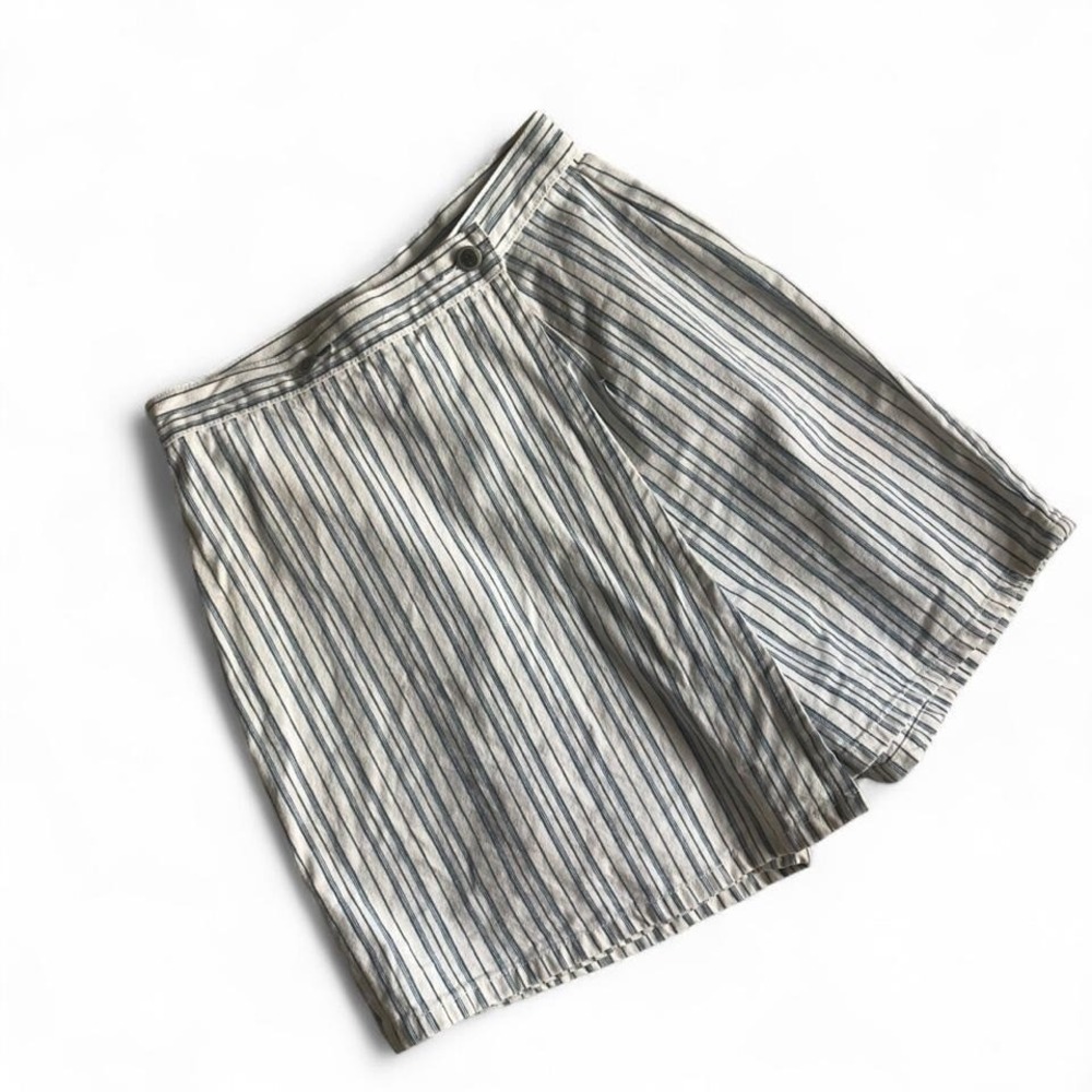 Vintage Bill Blass blue white stripe denim shorts skort size 6 90s retro preppy